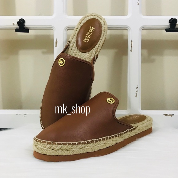 MK Emilia Leather Slide Slip On Espadrilles - Picture 1 of 9